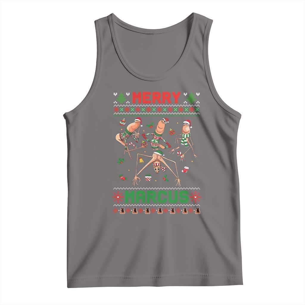 Funny Merry Marcus Tank Top Ugly Christmas Marcus The Worm Meme Gift - Wonder Print Shop
