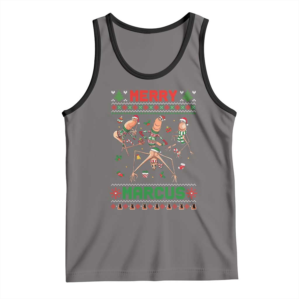 Funny Merry Marcus Tank Top Ugly Christmas Marcus The Worm Meme Gift - Wonder Print Shop