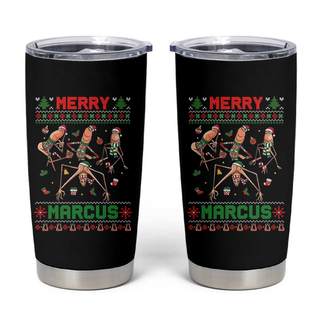 Funny Merry Marcus Tumbler Cup Ugly Christmas Marcus The Worm Meme Gift - Wonder Print Shop