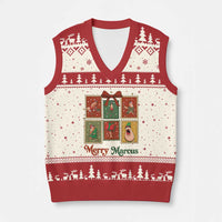Xmas Marcus The Worm Meme V-Neck Knit Sweater Vest Funny Merry Marcus Gift - Wonder Print Shop