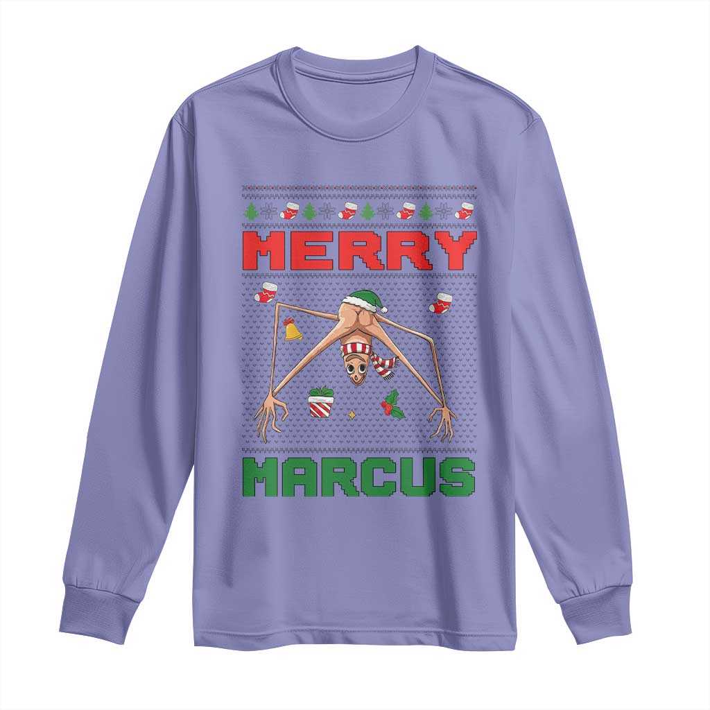 Marcus The Worm Meme Merry Marcus Long Sleeve Shirt Funny Ugly Christmas Gift - Wonder Print Shop