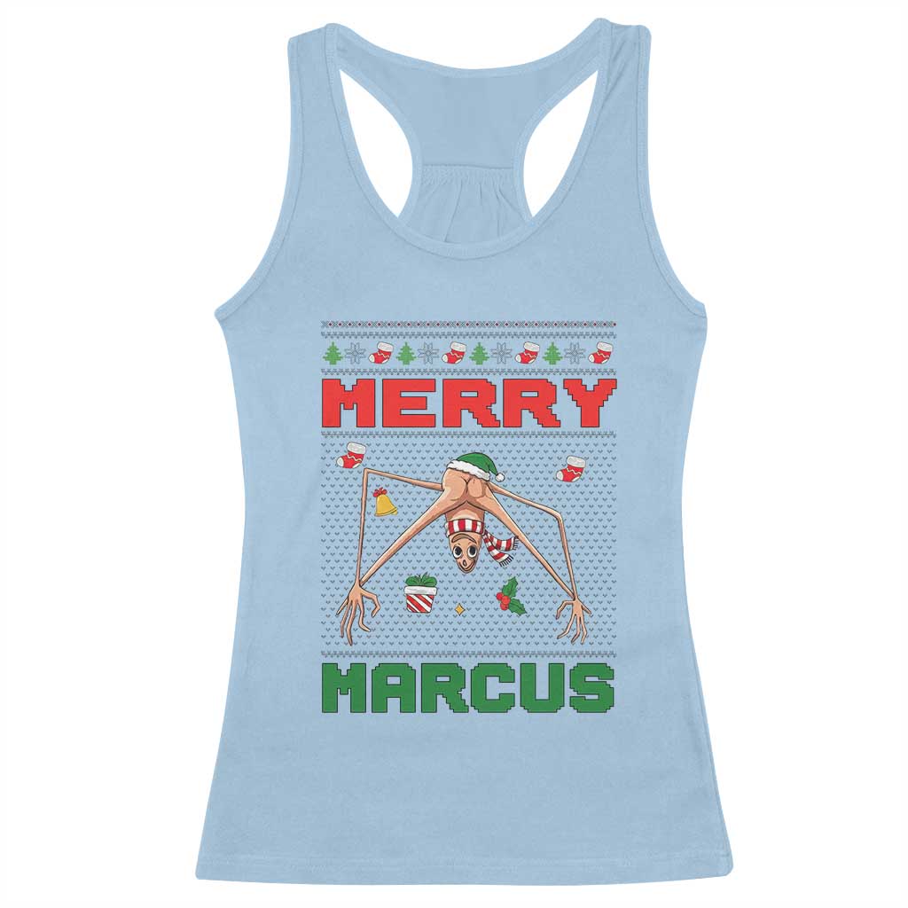 Marcus The Worm Meme Merry Marcus Racerback Tank Top Funny Ugly Christmas Gift - Wonder Print Shop