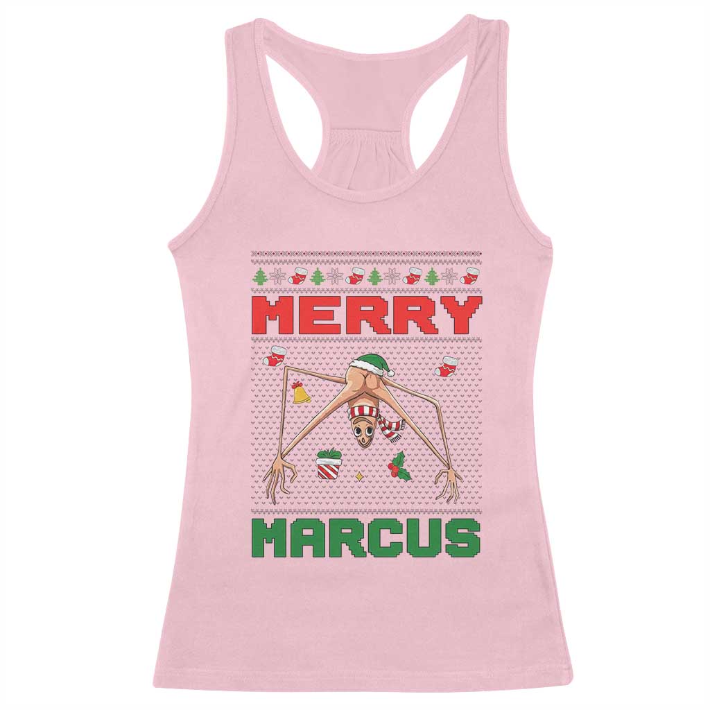 Marcus The Worm Meme Merry Marcus Racerback Tank Top Funny Ugly Christmas Gift - Wonder Print Shop