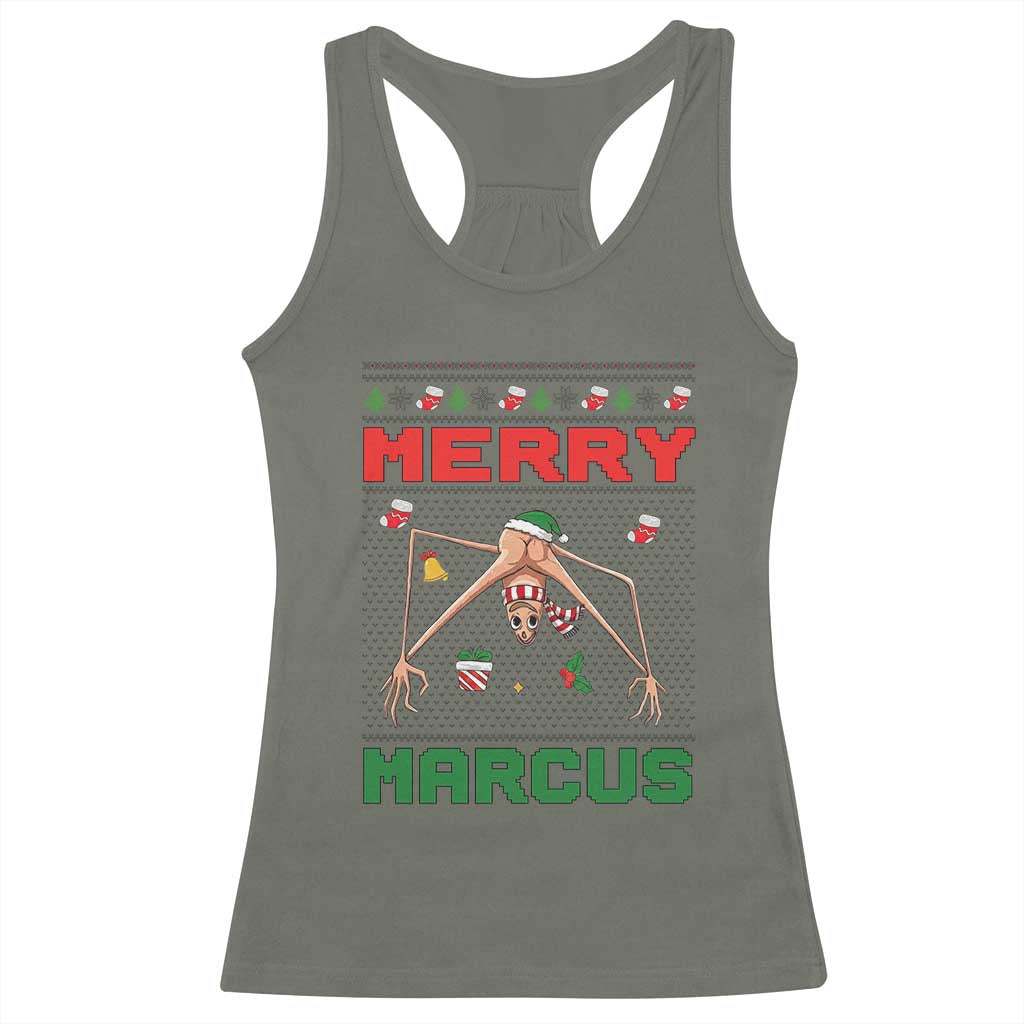 Marcus The Worm Meme Merry Marcus Racerback Tank Top Funny Ugly Christmas Gift - Wonder Print Shop