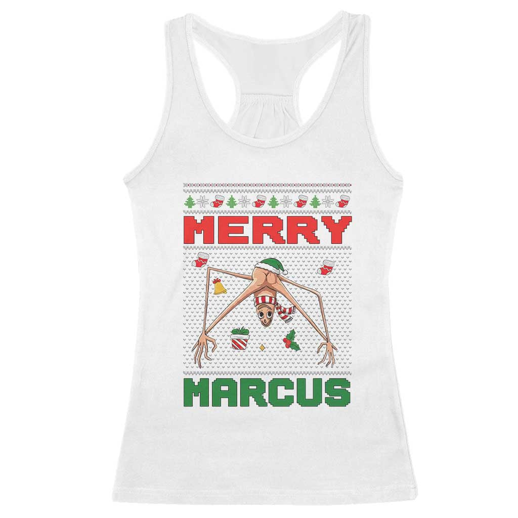 Marcus The Worm Meme Merry Marcus Racerback Tank Top Funny Ugly Christmas Gift - Wonder Print Shop