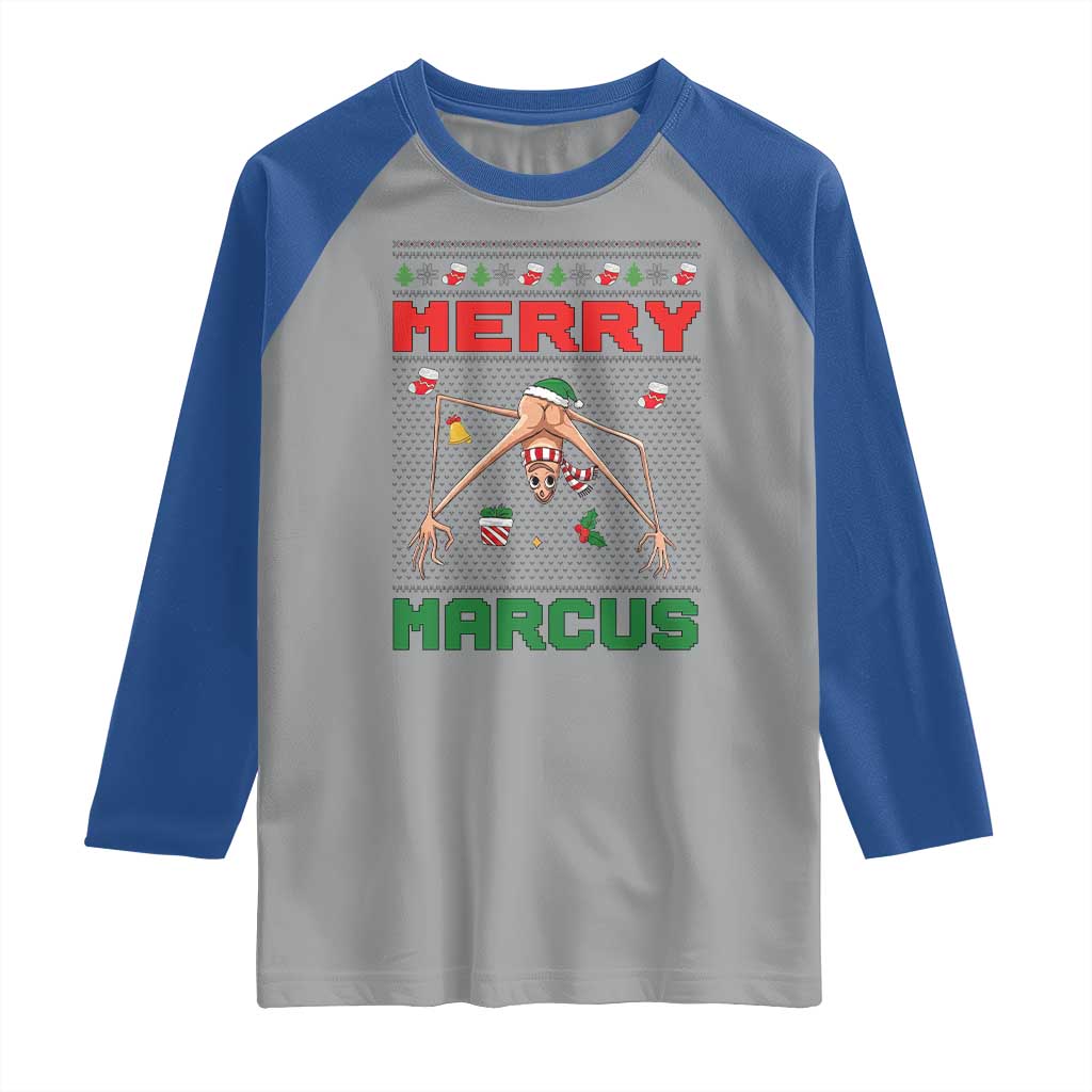 Marcus The Worm Meme Merry Marcus Raglan Shirt Funny Ugly Christmas Gift - Wonder Print Shop