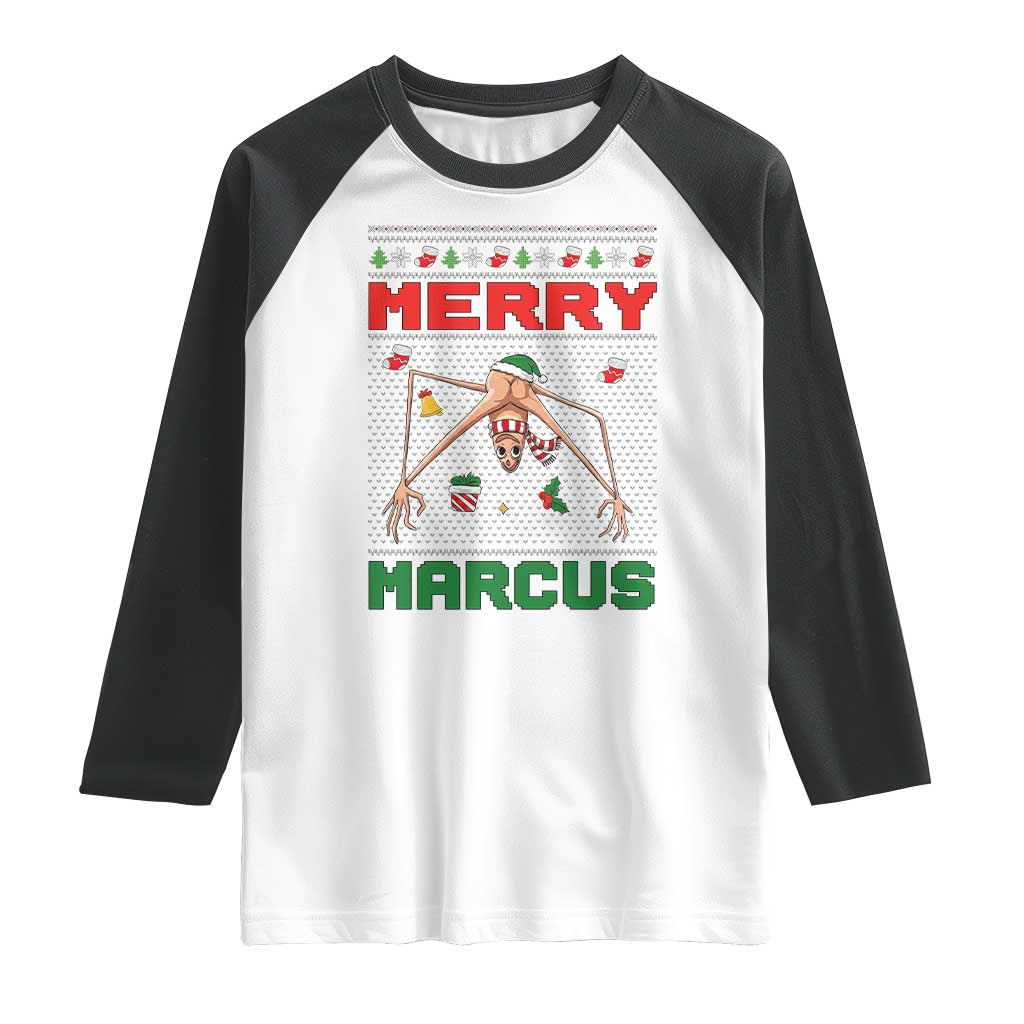 Marcus The Worm Meme Merry Marcus Raglan Shirt Funny Ugly Christmas Gift - Wonder Print Shop