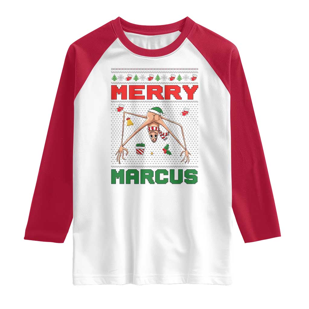 Marcus The Worm Meme Merry Marcus Raglan Shirt Funny Ugly Christmas Gift - Wonder Print Shop