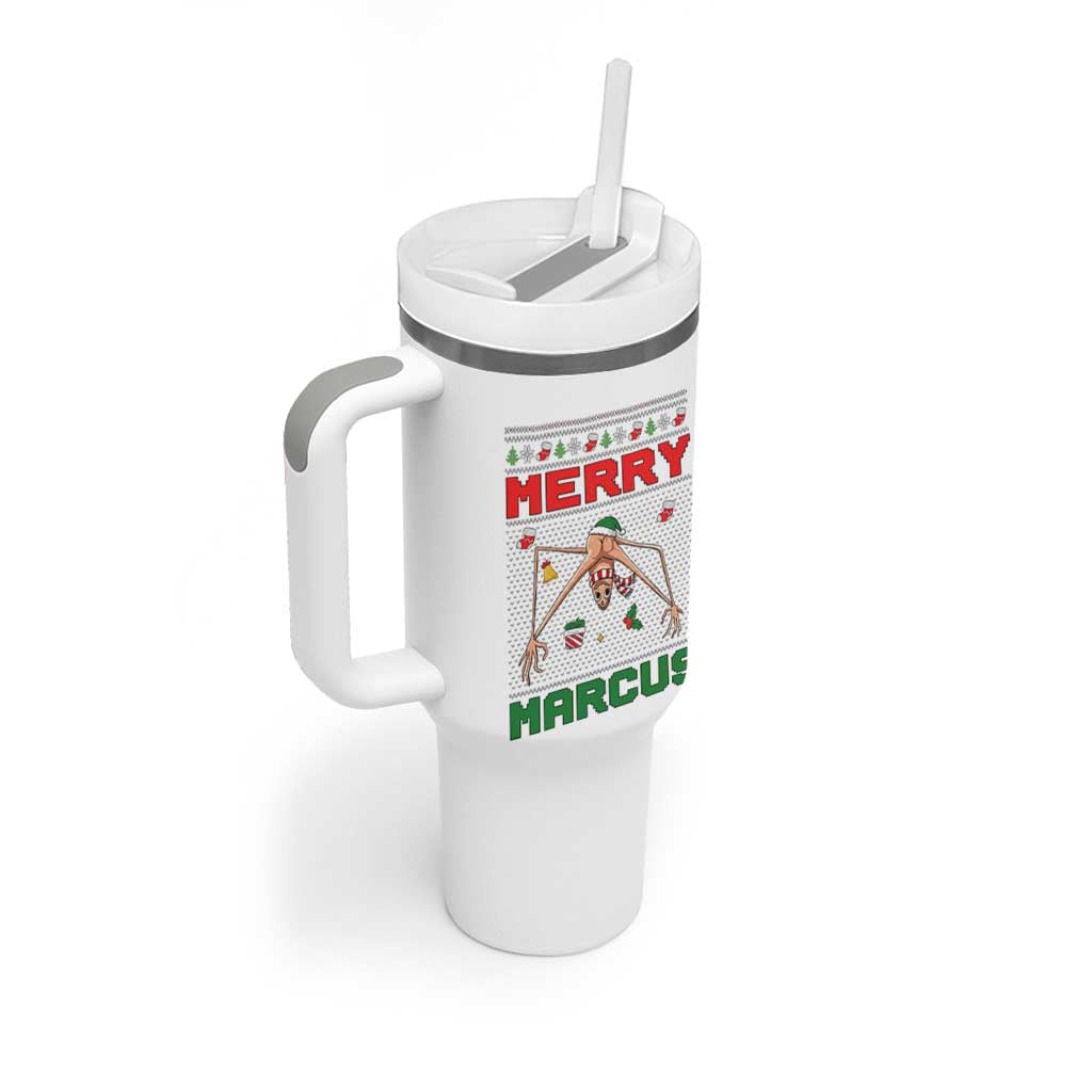 Marcus The Worm Meme Merry Marcus Tumbler With Handle Funny Ugly Christmas Gift - Wonder Print Shop