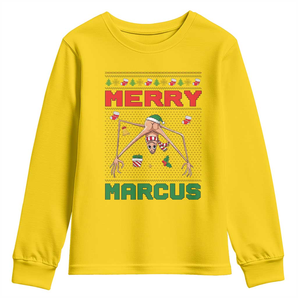 Marcus The Worm Meme Merry Marcus Youth Sweatshirt Funny Ugly Christmas Gift - Wonder Print Shop