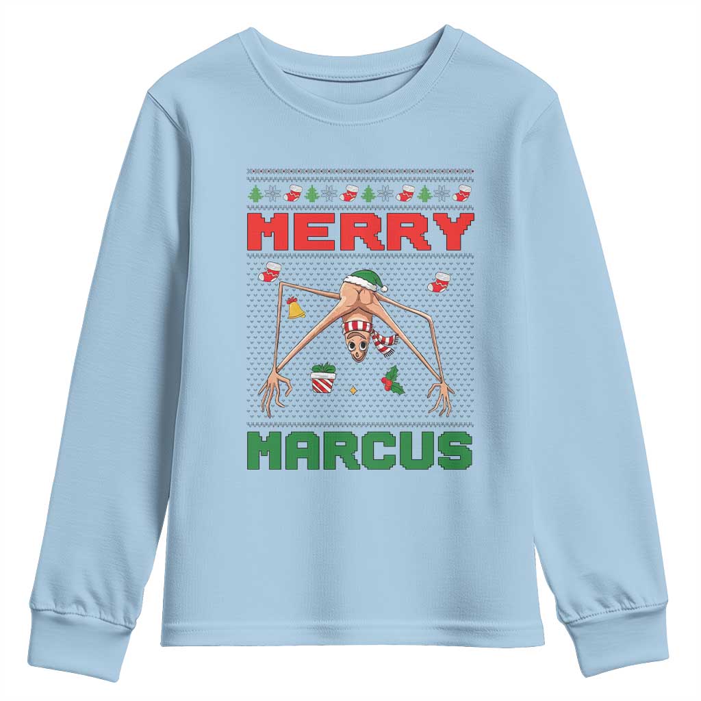Marcus The Worm Meme Merry Marcus Youth Sweatshirt Funny Ugly Christmas Gift - Wonder Print Shop