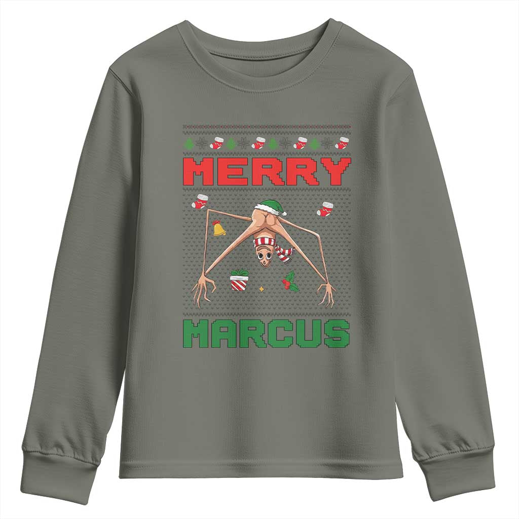 Marcus The Worm Meme Merry Marcus Youth Sweatshirt Funny Ugly Christmas Gift - Wonder Print Shop
