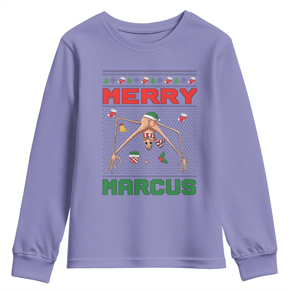 Marcus The Worm Meme Merry Marcus Youth Sweatshirt Funny Ugly Christmas Gift - Wonder Print Shop
