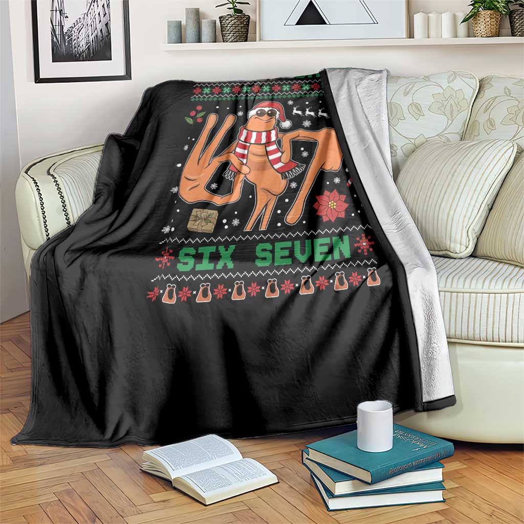 Marcus Says Six Seven Throw Blanket Funny Ugly Christmas Meme Gift - Wonder Print Shop