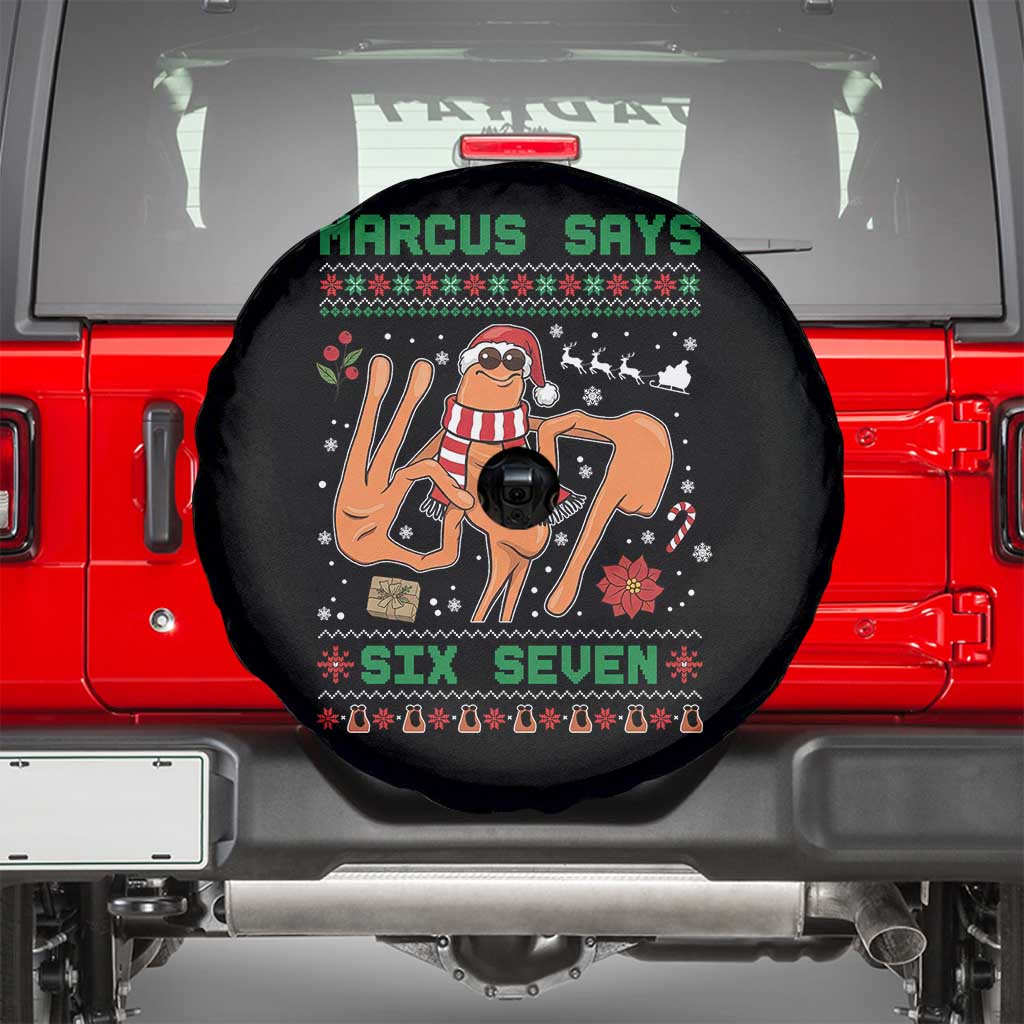 Marcus Says Six Seven Spare Tire Cover Funny Ugly Christmas Meme Gift - Wonder Print Shop