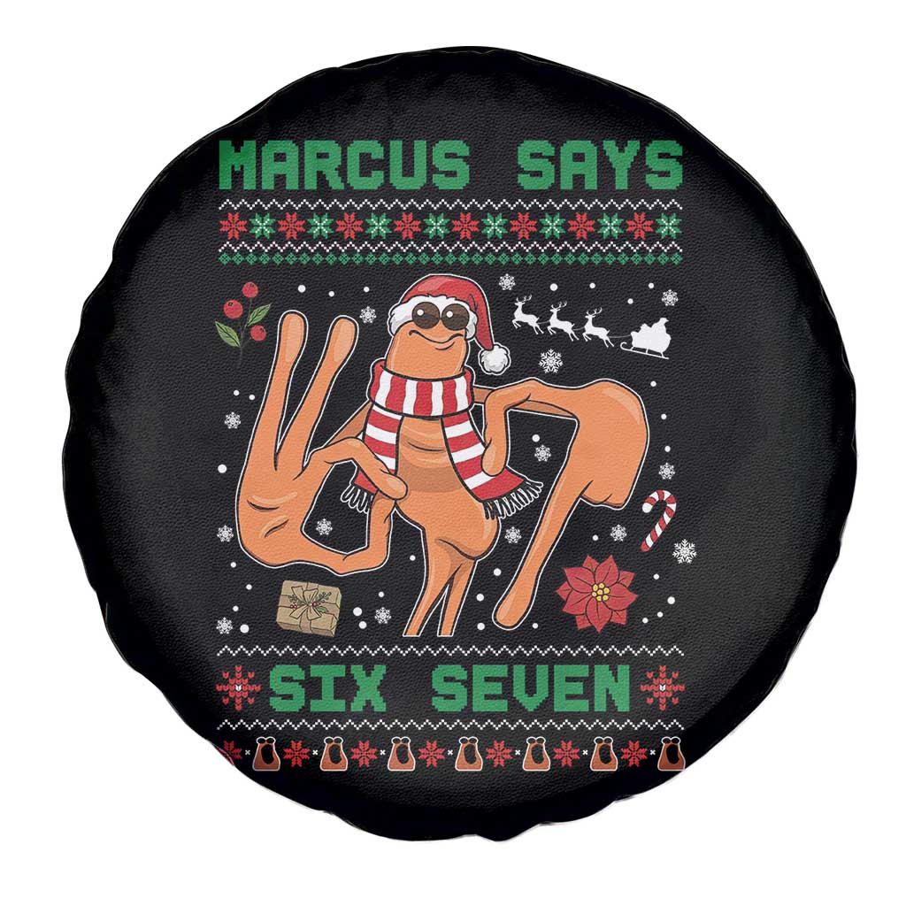 Marcus Says Six Seven Spare Tire Cover Funny Ugly Christmas Meme Gift - Wonder Print Shop