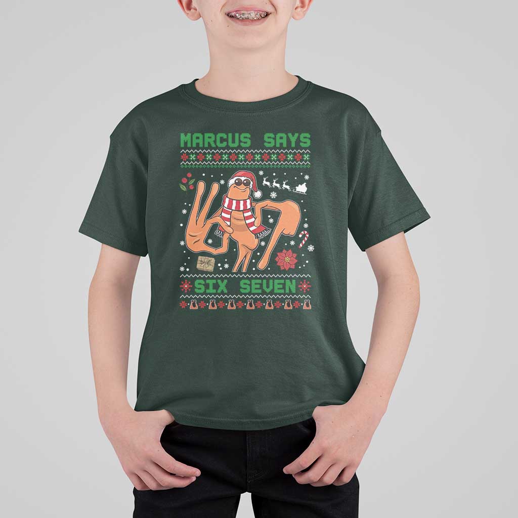 Marcus Says Six Seven T Shirt For Kid Funny Ugly Christmas Meme Gift - Wonder Print Shop