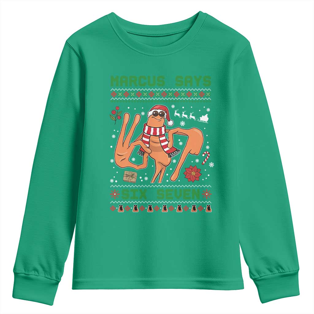 Marcus Says Six Seven Youth Sweatshirt Funny Ugly Christmas Meme Gift - Wonder Print Shop