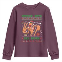 Marcus Says Six Seven Youth Sweatshirt Funny Ugly Christmas Meme Gift - Wonder Print Shop