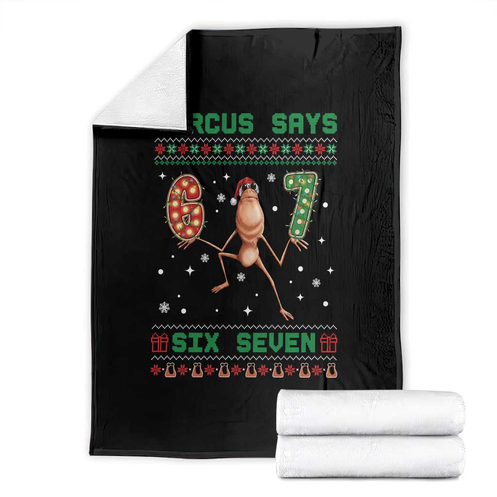Marcus Says Six Seven Meme Christmas Ugly Sweater Throw Blanket Trendy Tiktok Gift - Wonder Print Shop