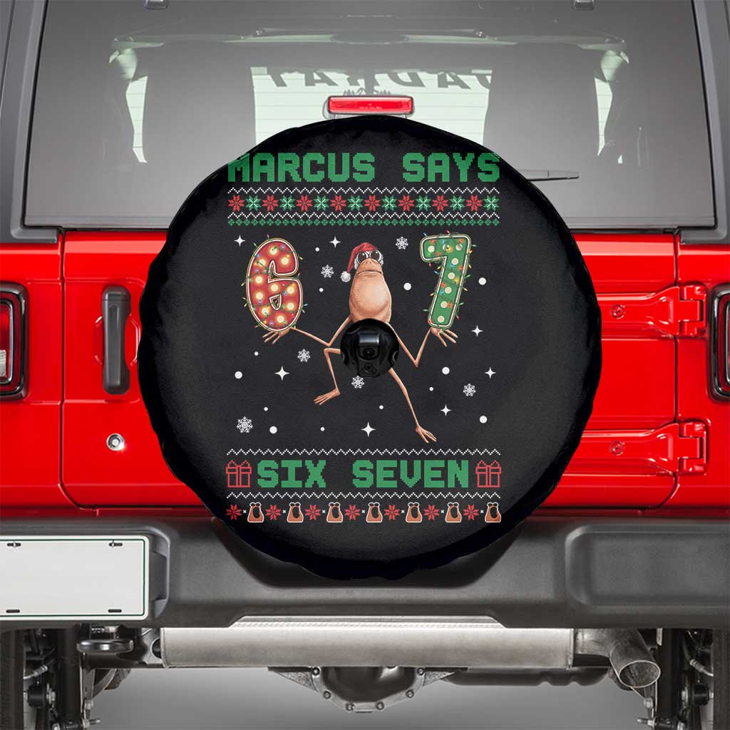Marcus Says Six Seven Meme Christmas Ugly Sweater Spare Tire Cover Trendy Tiktok Gift - Wonder Print Shop