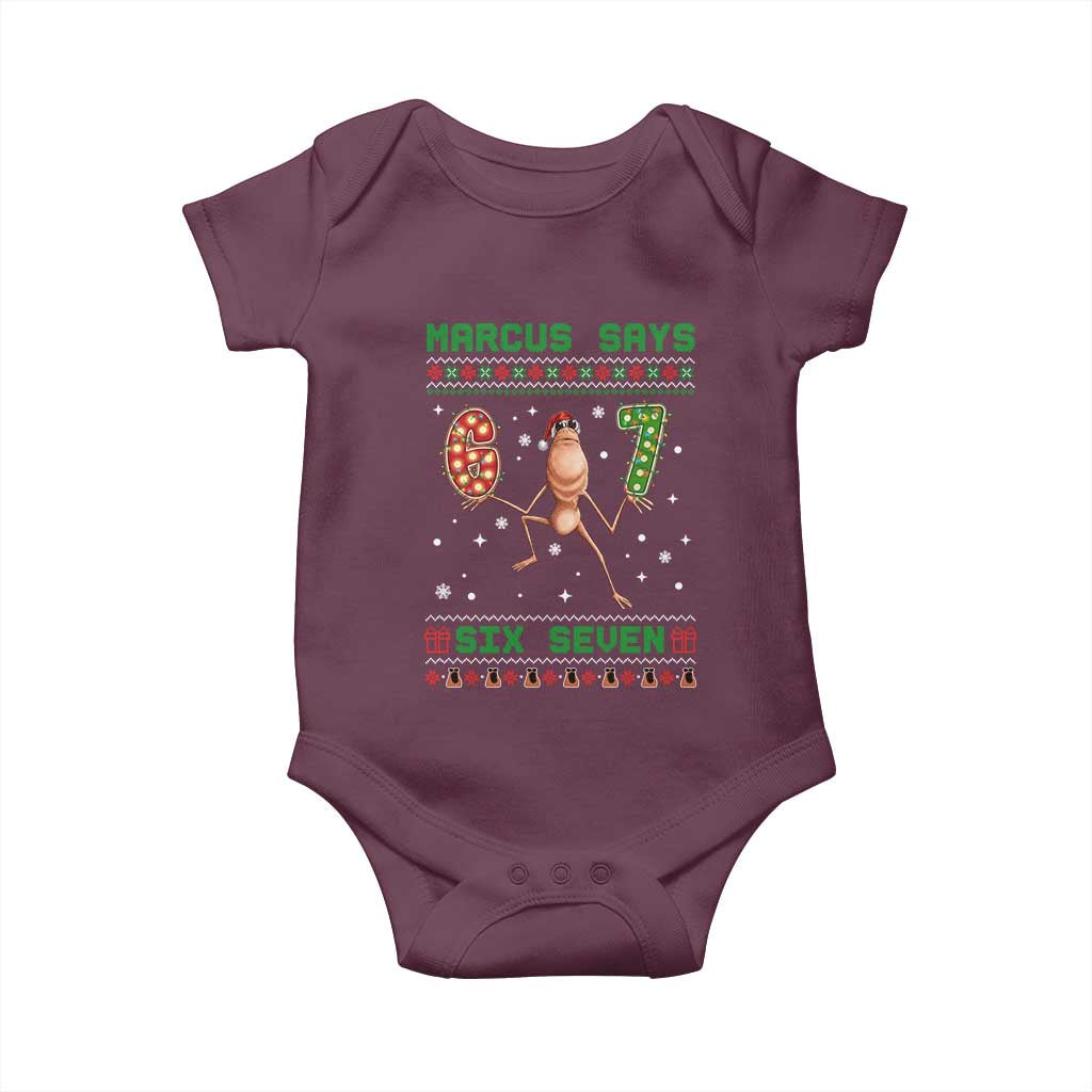 Marcus Says Six Seven Meme Christmas Ugly Sweater Baby Onesie Trendy Tiktok Gift - Wonder Print Shop