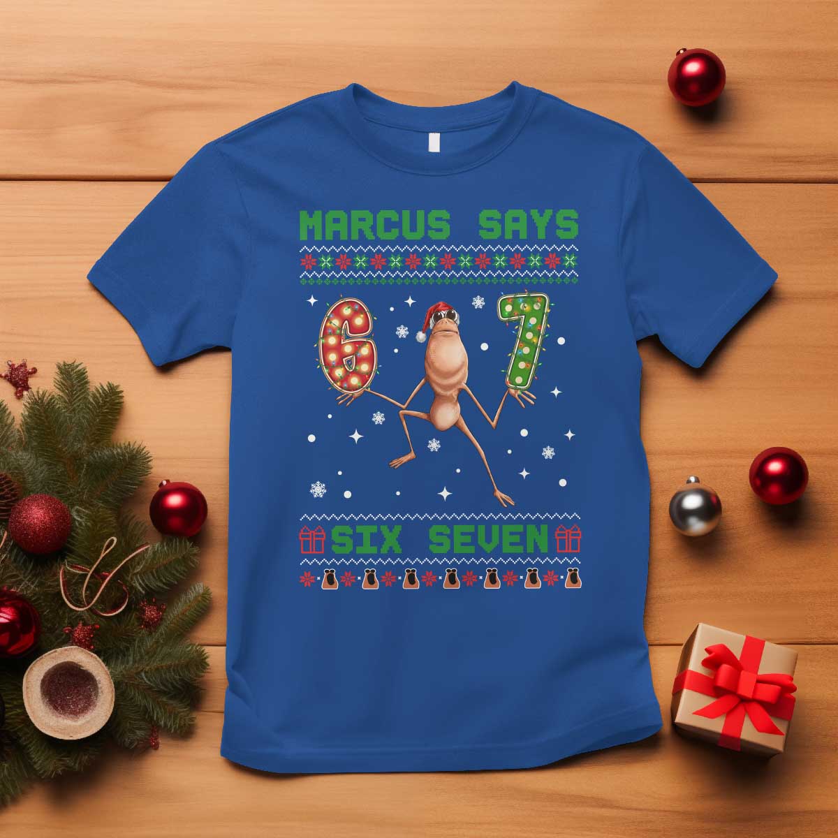 Marcus Says Six Seven Meme Christmas Ugly Sweater T Shirt Trendy Tiktok Gift - Wonder Print Shop