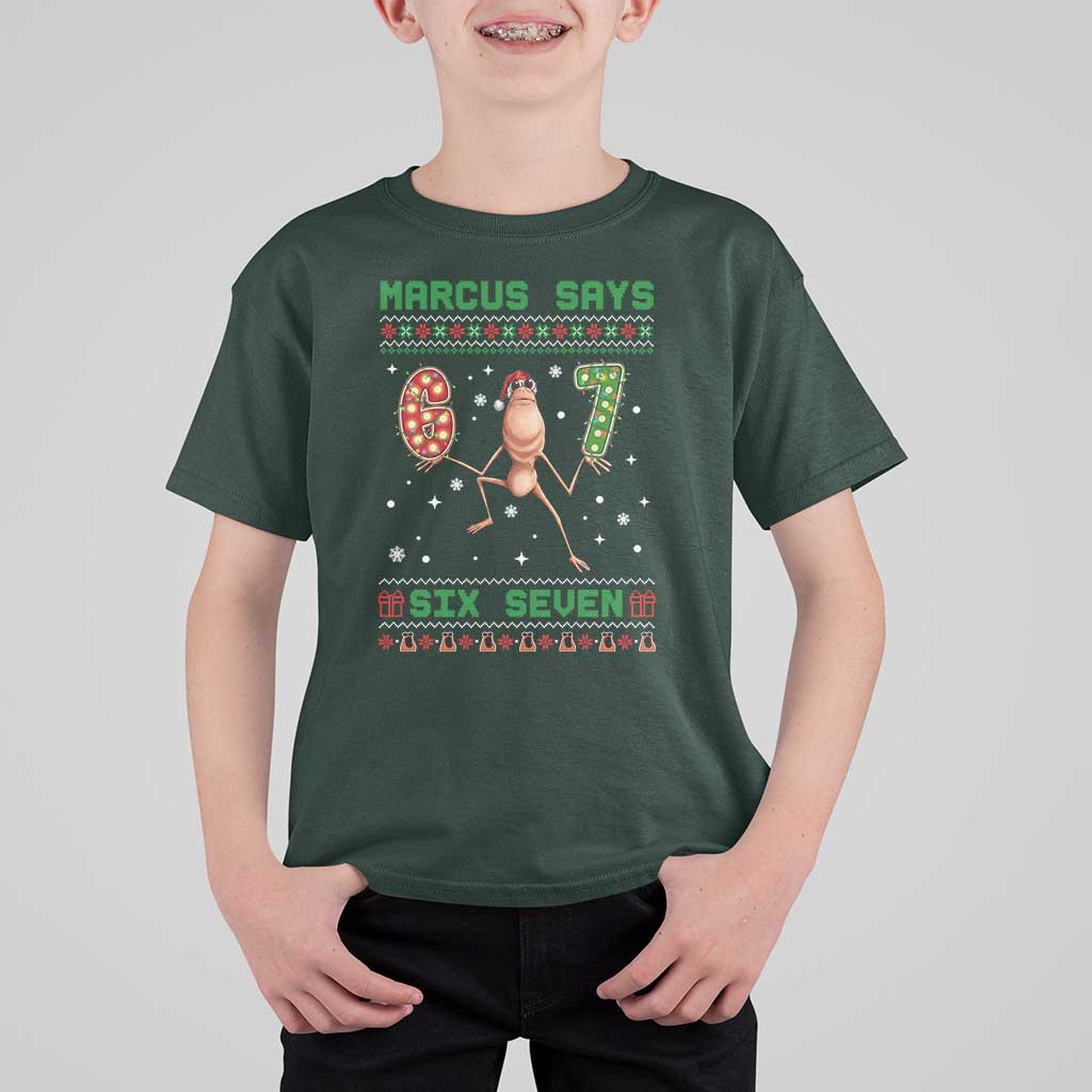 Marcus Says Six Seven Meme Christmas Ugly Sweater T Shirt For Kid Trendy Tiktok Gift - Wonder Print Shop