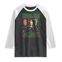 Marcus Says Six Seven Meme Christmas Ugly Sweater Raglan Shirt Trendy Tiktok Gift - Wonder Print Shop