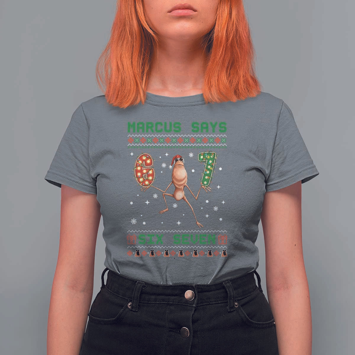 Marcus Says Six Seven Meme Christmas Ugly Sweater T Shirt For Women Trendy Tiktok Gift - Wonder Print Shop