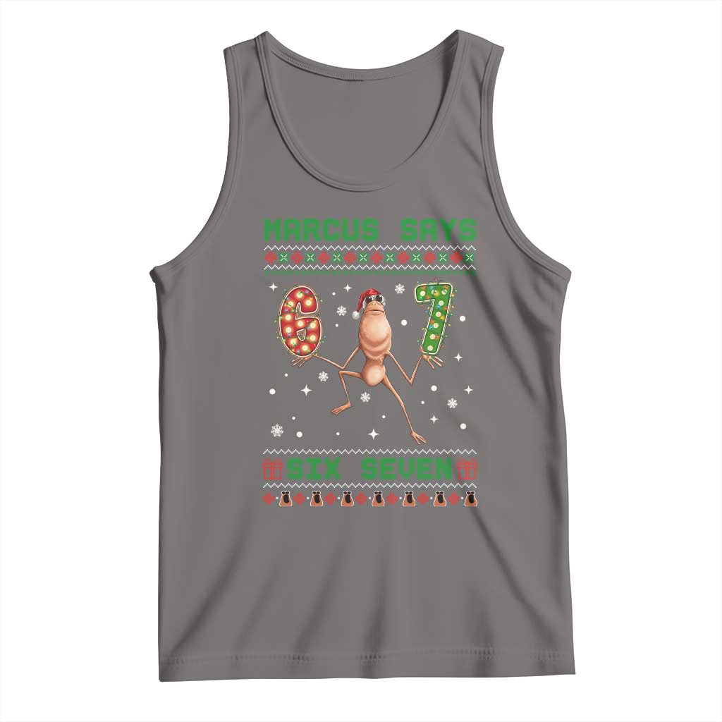 Marcus Says Six Seven Meme Christmas Ugly Sweater Tank Top Trendy Tiktok Gift - Wonder Print Shop