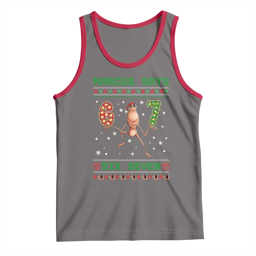 Marcus Says Six Seven Meme Christmas Ugly Sweater Tank Top Trendy Tiktok Gift - Wonder Print Shop