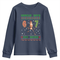 Marcus Says Six Seven Meme Christmas Ugly Sweater Youth Sweatshirt Trendy Tiktok Gift - Wonder Print Shop