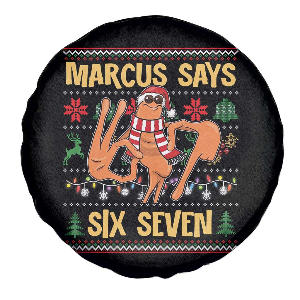 Funny Gen Z Alpha Ugly Christmas Gift Spare Tire Cover Marcus Says Six Seven - Wonder Print Shop