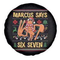 Funny Gen Z Alpha Ugly Christmas Gift Spare Tire Cover Marcus Says Six Seven - Wonder Print Shop