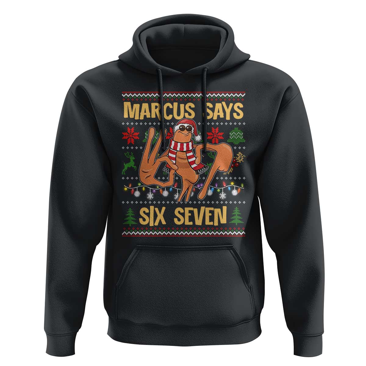 Funny Gen Z Alpha Ugly Christmas Gift Hoodie Marcus Says Six Seven - Wonder Print Shop