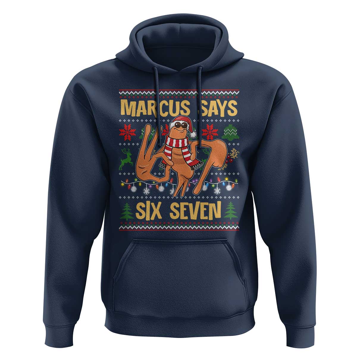 Funny Gen Z Alpha Ugly Christmas Gift Hoodie Marcus Says Six Seven - Wonder Print Shop