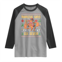 Funny Gen Z Alpha Ugly Christmas Gift Raglan Shirt Marcus Says Six Seven - Wonder Print Shop