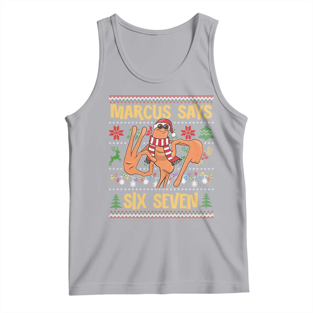 Funny Gen Z Alpha Ugly Christmas Gift Tank Top Marcus Says Six Seven - Wonder Print Shop