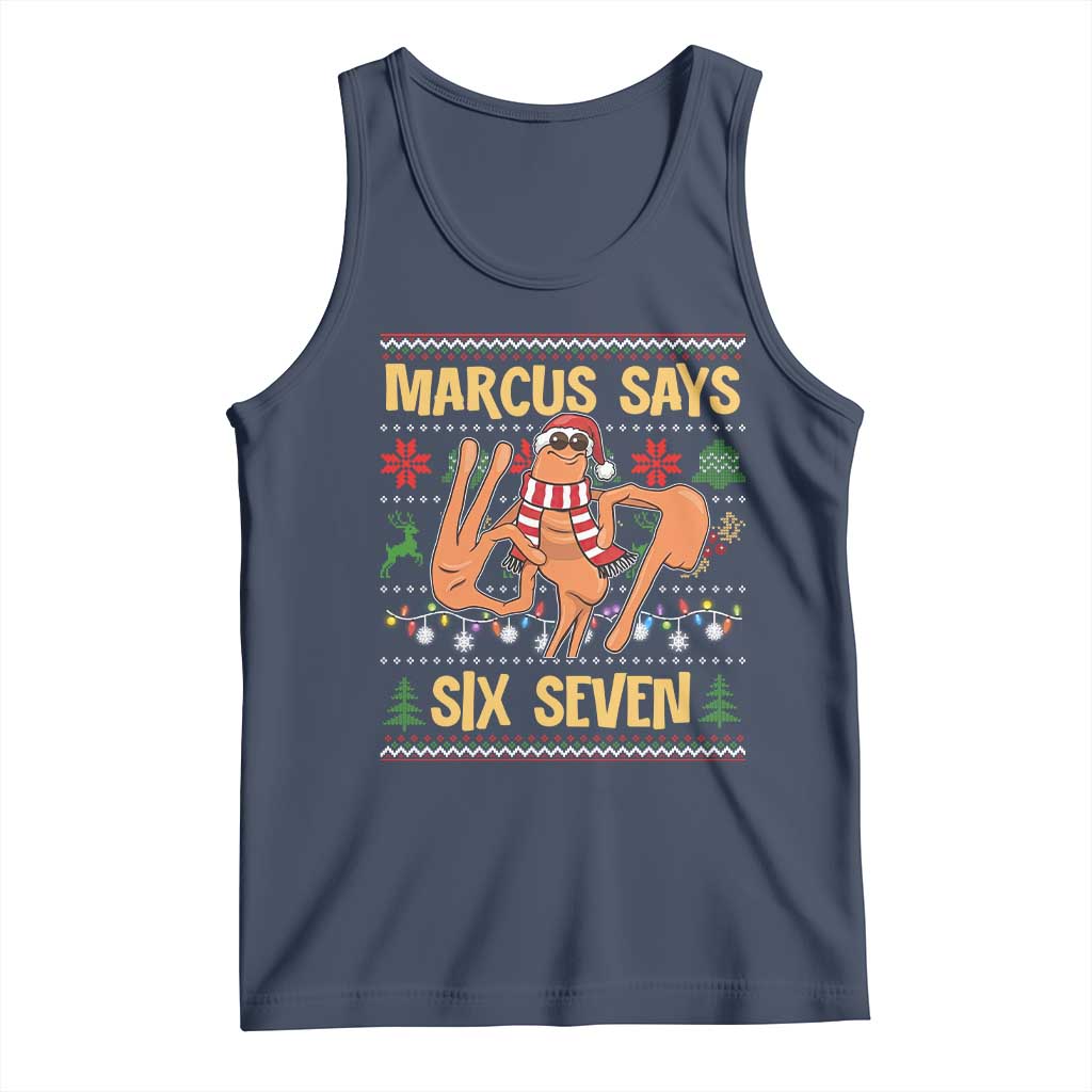 Funny Gen Z Alpha Ugly Christmas Gift Tank Top Marcus Says Six Seven - Wonder Print Shop