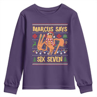 Funny Gen Z Alpha Ugly Christmas Gift Youth Sweatshirt Marcus Says Six Seven - Wonder Print Shop
