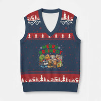 Gen Z Italian Merry Brainrot Xmas V-Neck Knit Sweater Vest Meme Holiday Gift - Wonder Print Shop