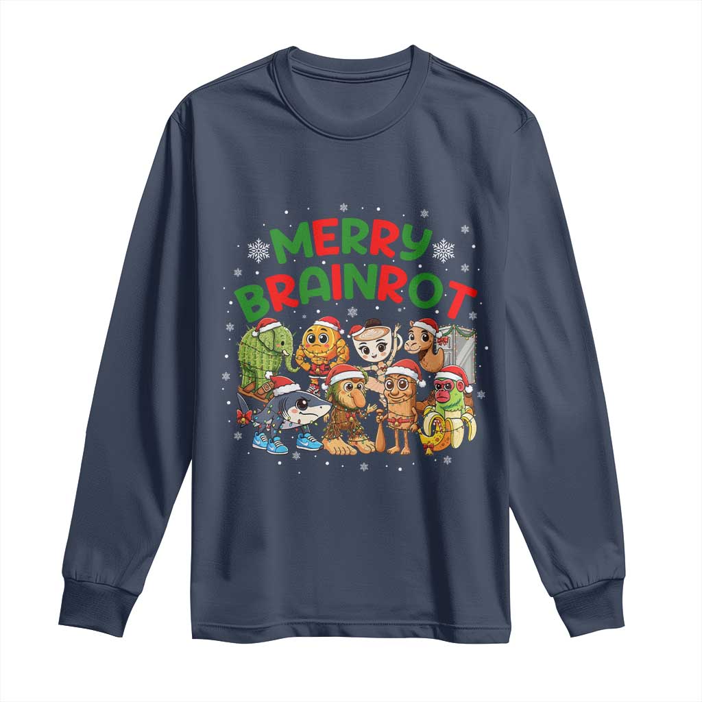 Gen Z Italian Merry Brainrot Christmas Long Sleeve Shirt Meme Holiday Gift - Wonder Print Shop