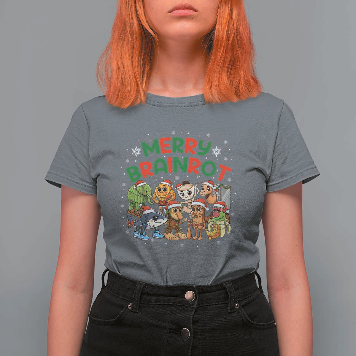Gen Z Italian Merry Brainrot Christmas T Shirt For Women Meme Holiday Gift - Wonder Print Shop