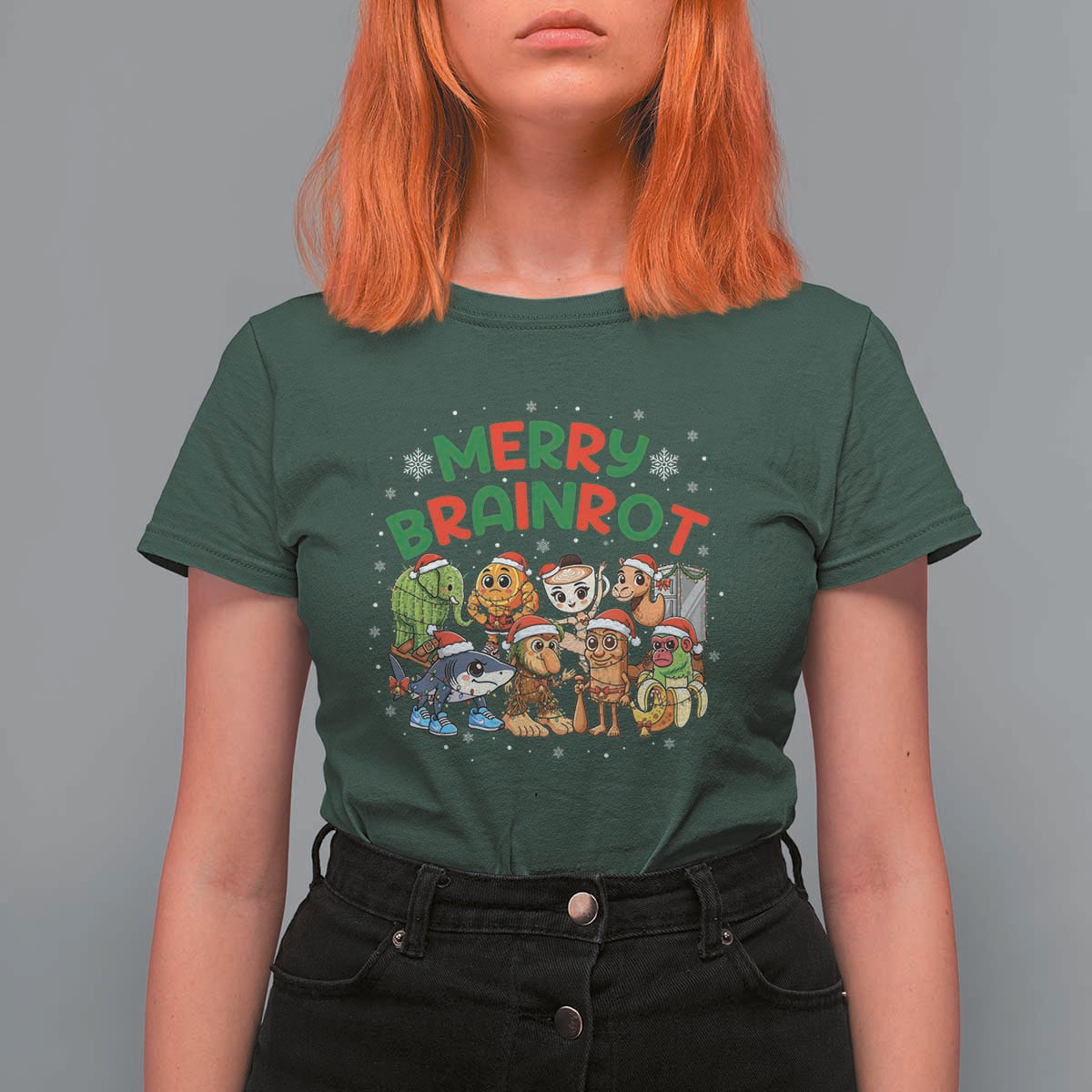 Gen Z Italian Merry Brainrot Christmas T Shirt For Women Meme Holiday Gift - Wonder Print Shop