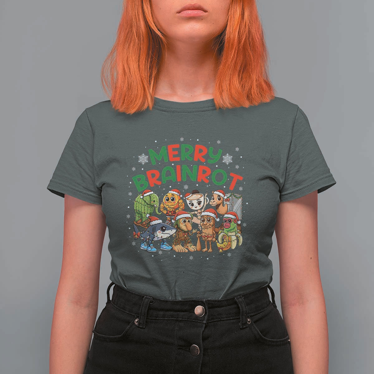 Gen Z Italian Merry Brainrot Christmas T Shirt For Women Meme Holiday Gift - Wonder Print Shop