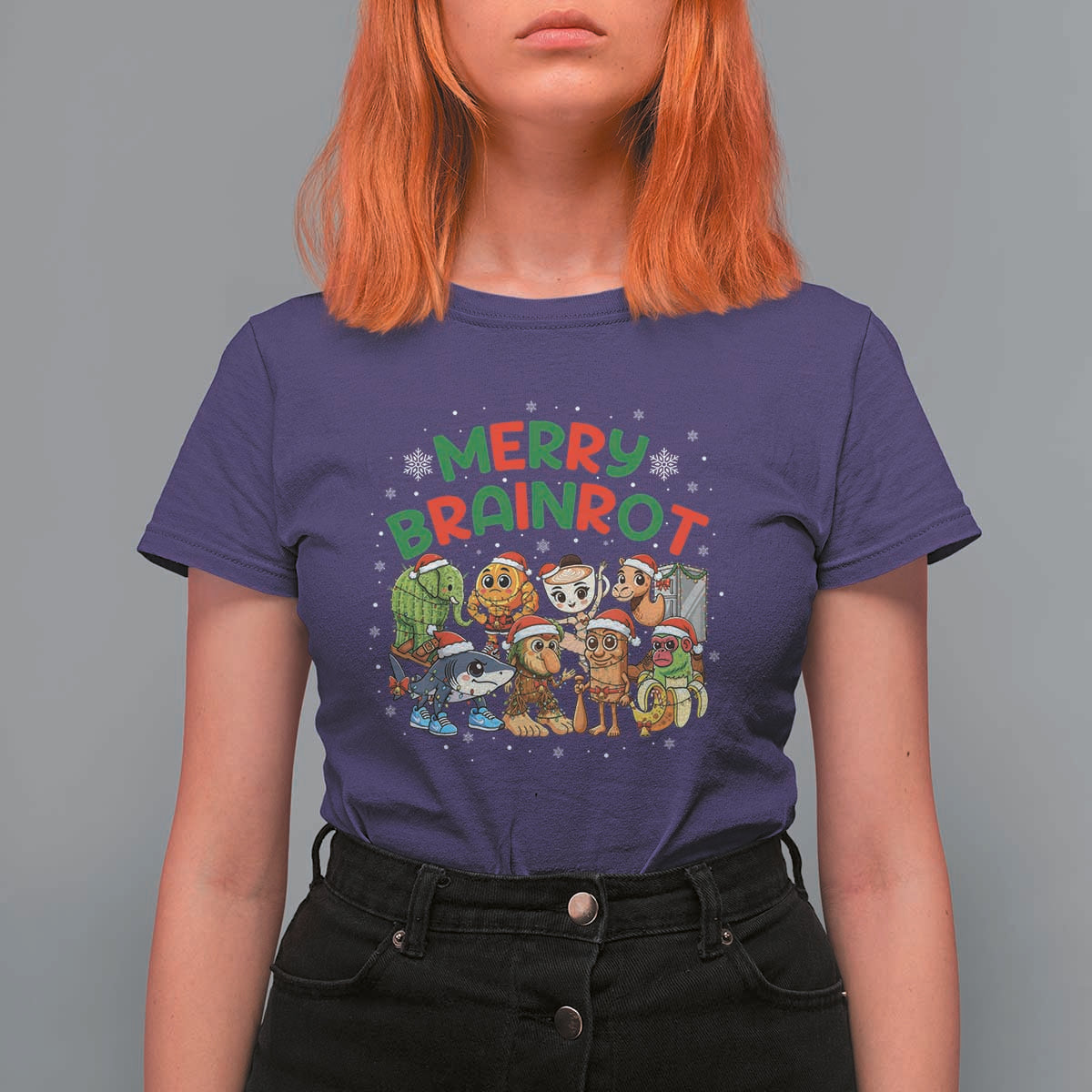 Gen Z Italian Merry Brainrot Christmas T Shirt For Women Meme Holiday Gift - Wonder Print Shop