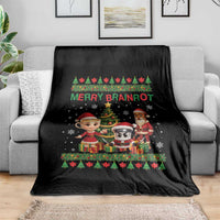 Merry Brainrot Throw Blanket Funny Ugly Christmas Italian Meme Gift - Wonder Print Shop