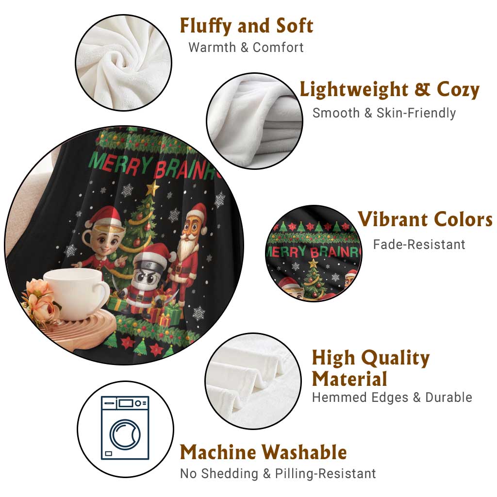 Merry Brainrot Throw Blanket Funny Ugly Christmas Italian Meme Gift - Wonder Print Shop
