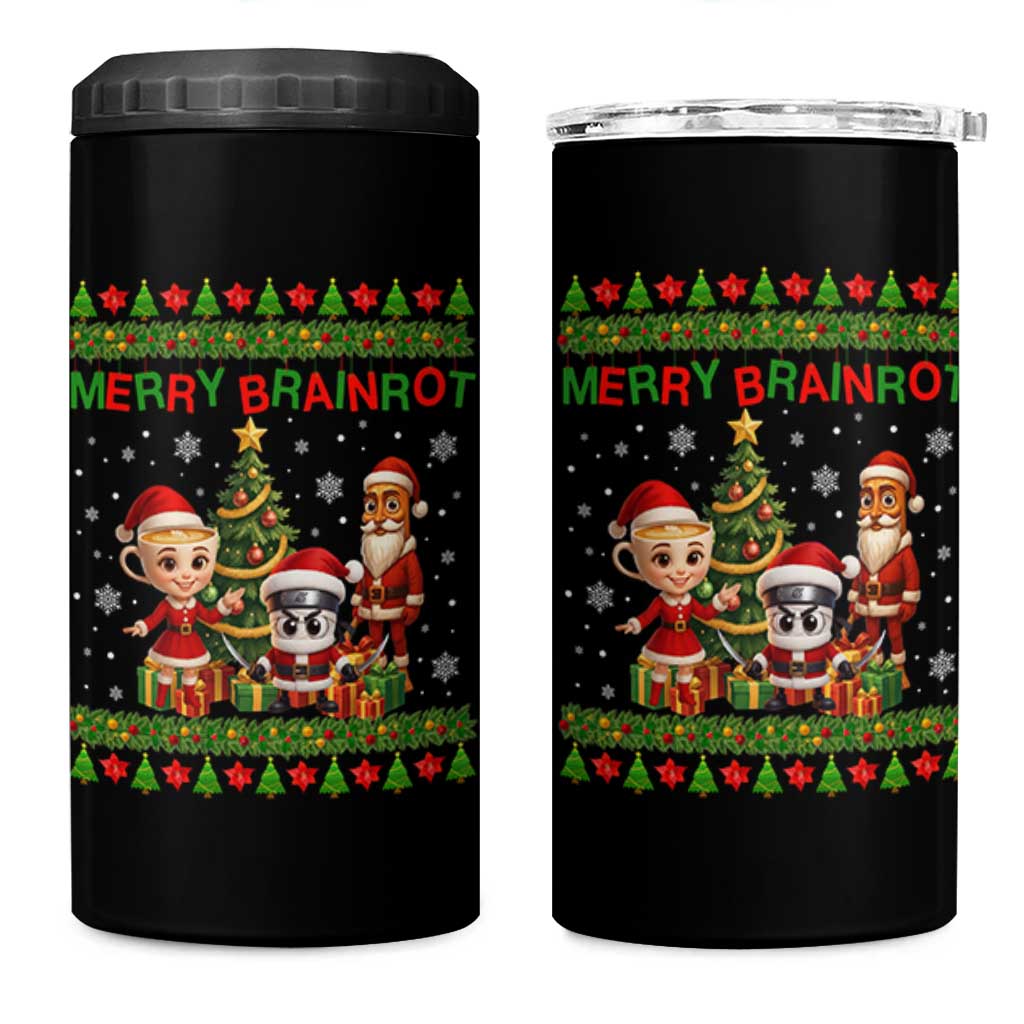Merry Brainrot 4 in 1 Can Cooler Tumbler Funny Ugly Christmas Italian Meme Gift - Wonder Print Shop